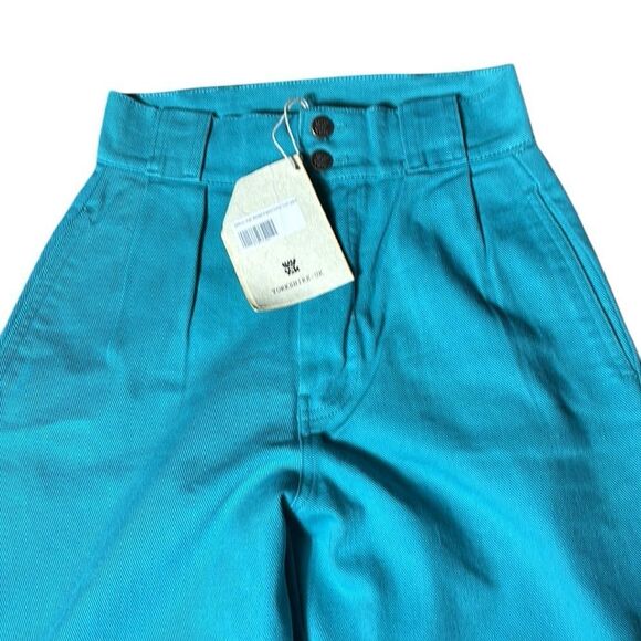 Lucy & yak women’s 26/4 Addison high waisted organic cotton twill trousers blue - Picture 2 of 6